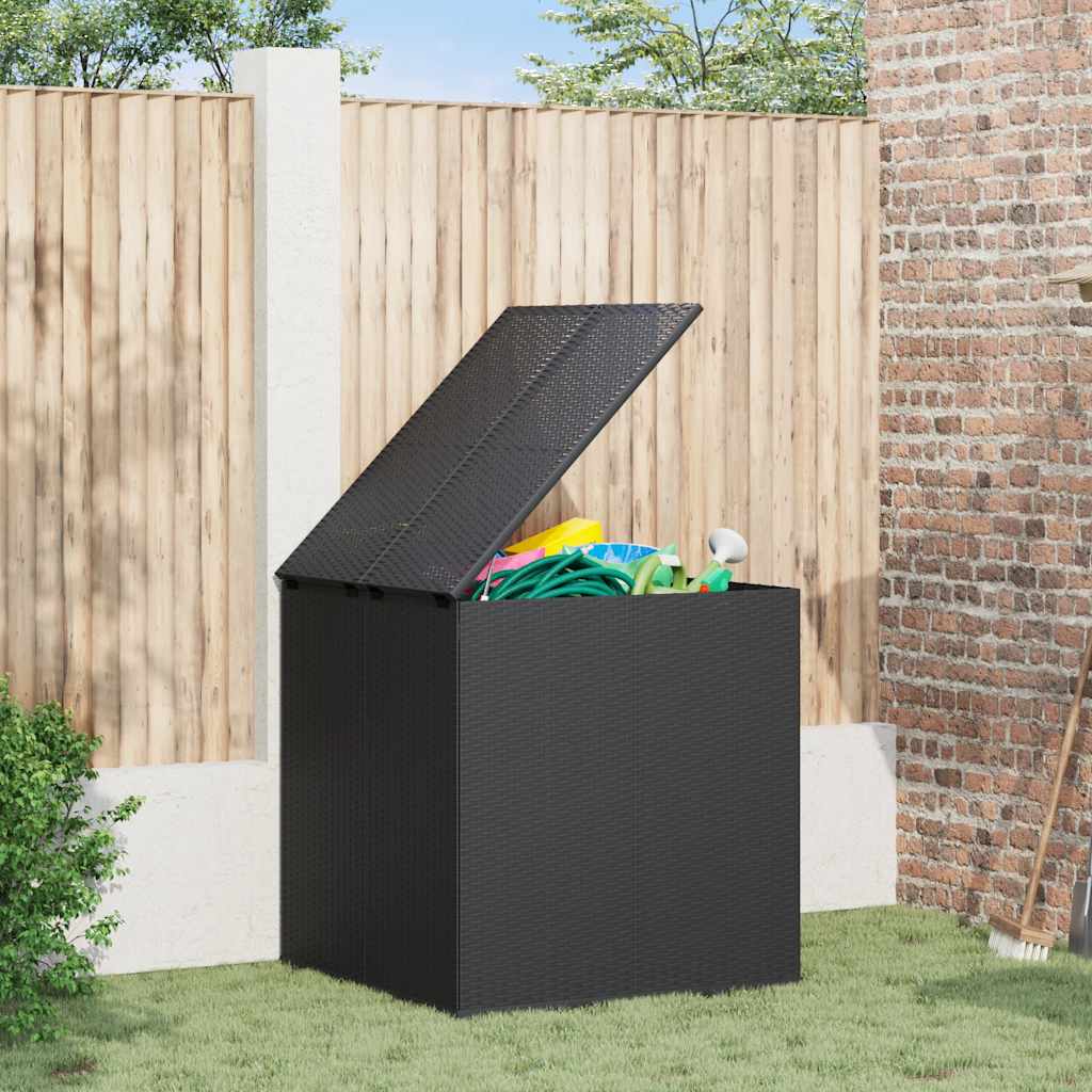 Garden Cushion Box PE Rattan 100x97.5x104 cm Black