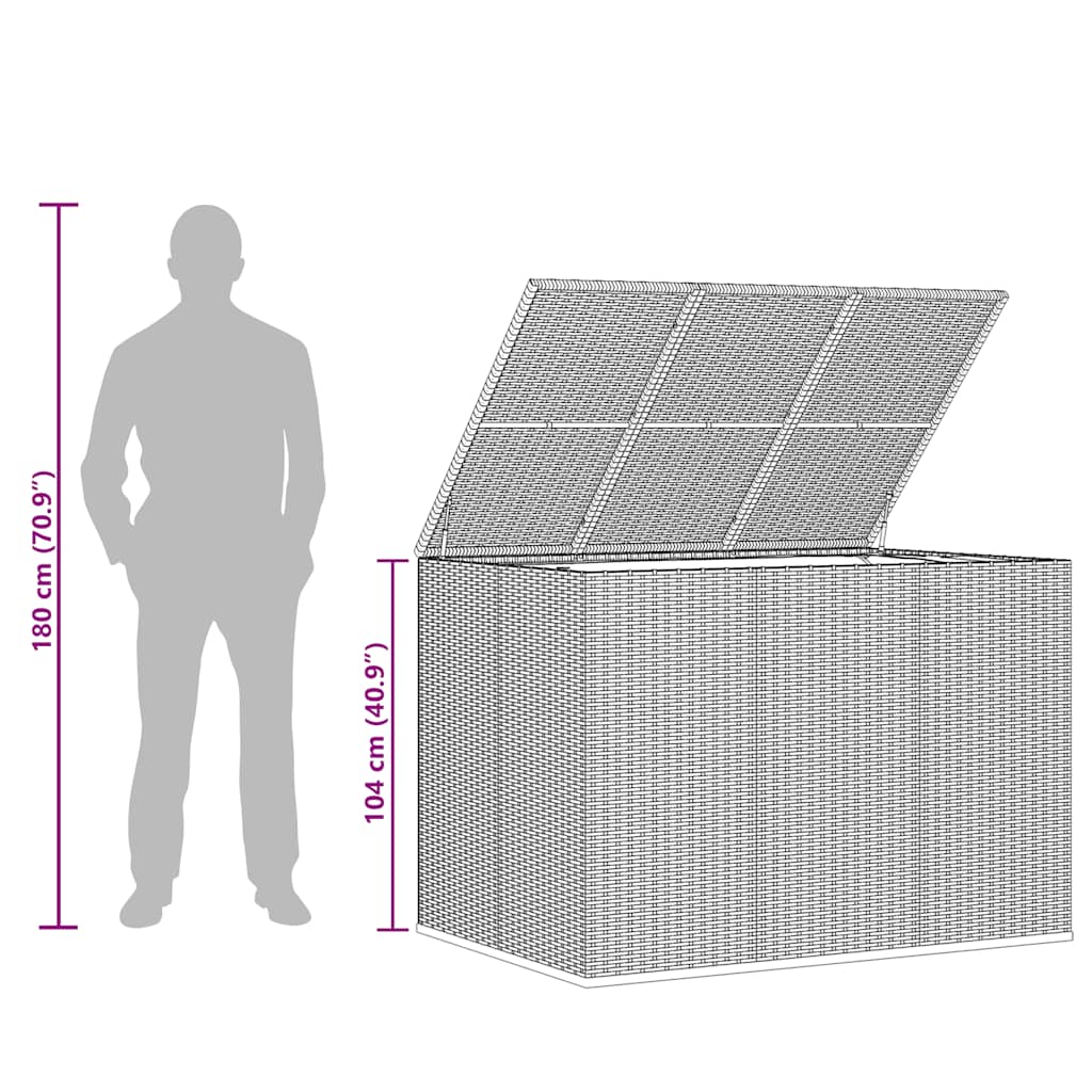 Garden Cushion Box PE Rattan 145x100x103 cm Grey