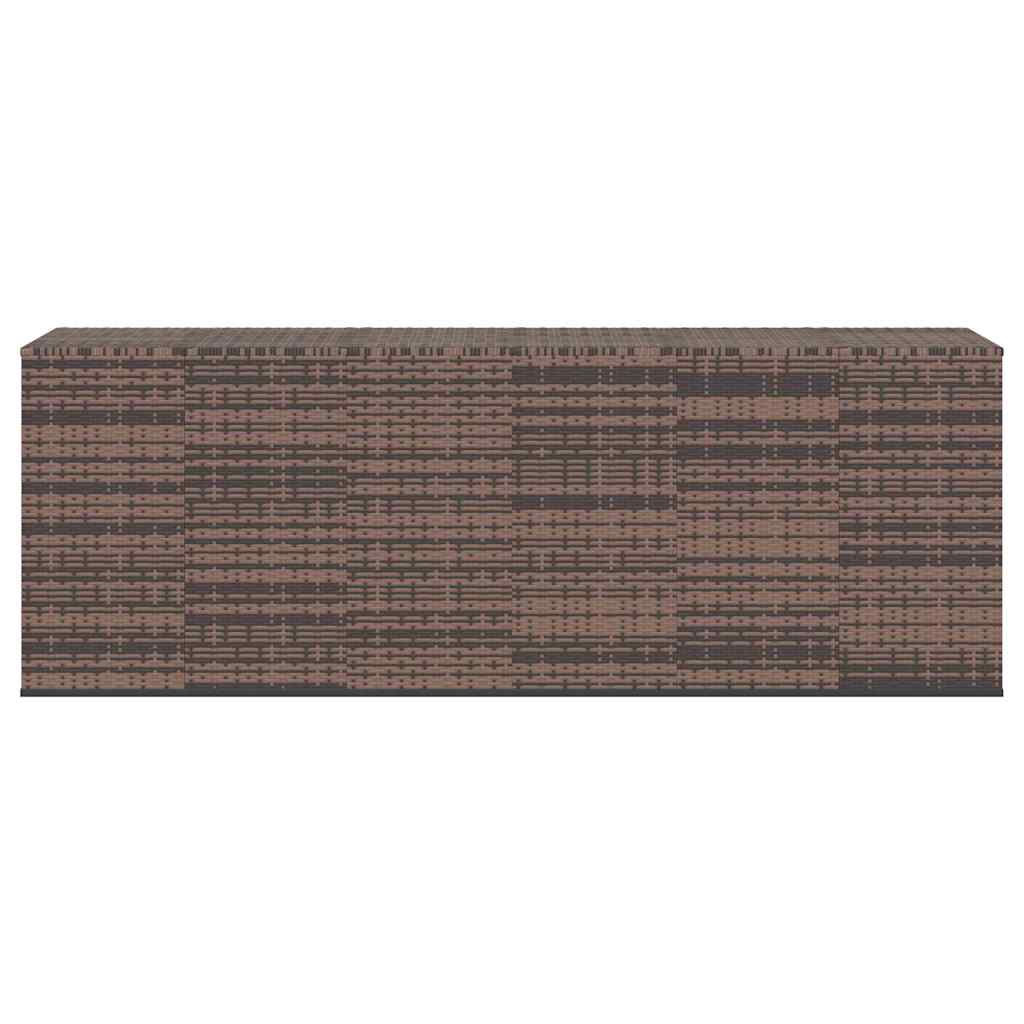 Garden Cushion Box PE Rattan 291x100.5x104 cm Brown