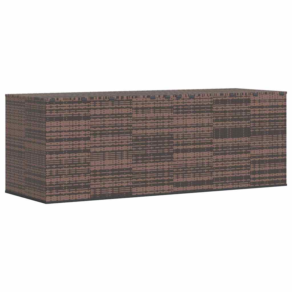 Garden Cushion Box PE Rattan 291x100.5x104 cm Brown
