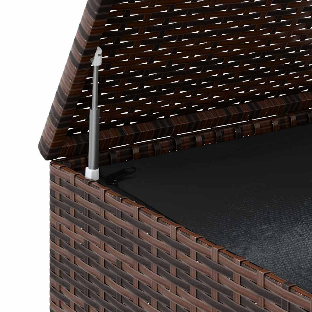 Garden Cushion Box PE Rattan 291x100.5x104 cm Brown