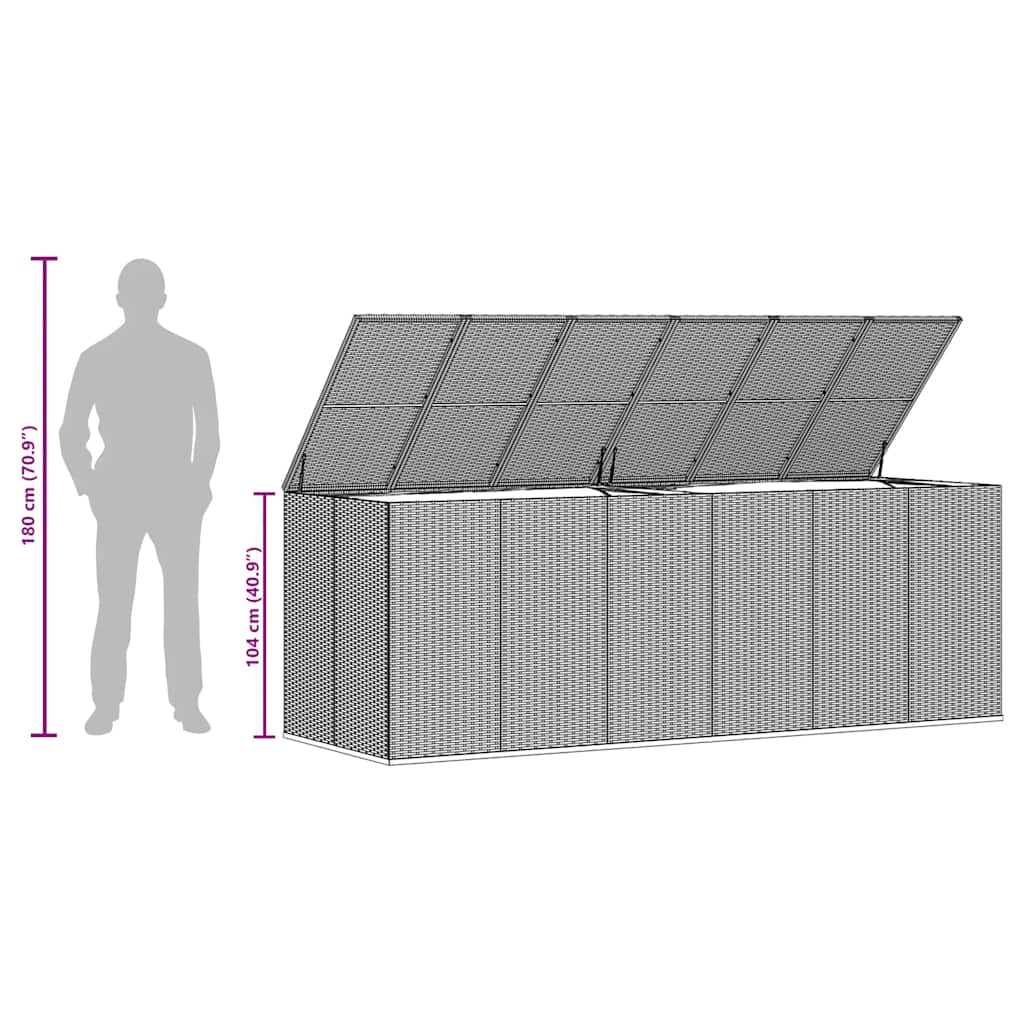 Garden Cushion Box PE Rattan 291x100.5x104 cm Grey