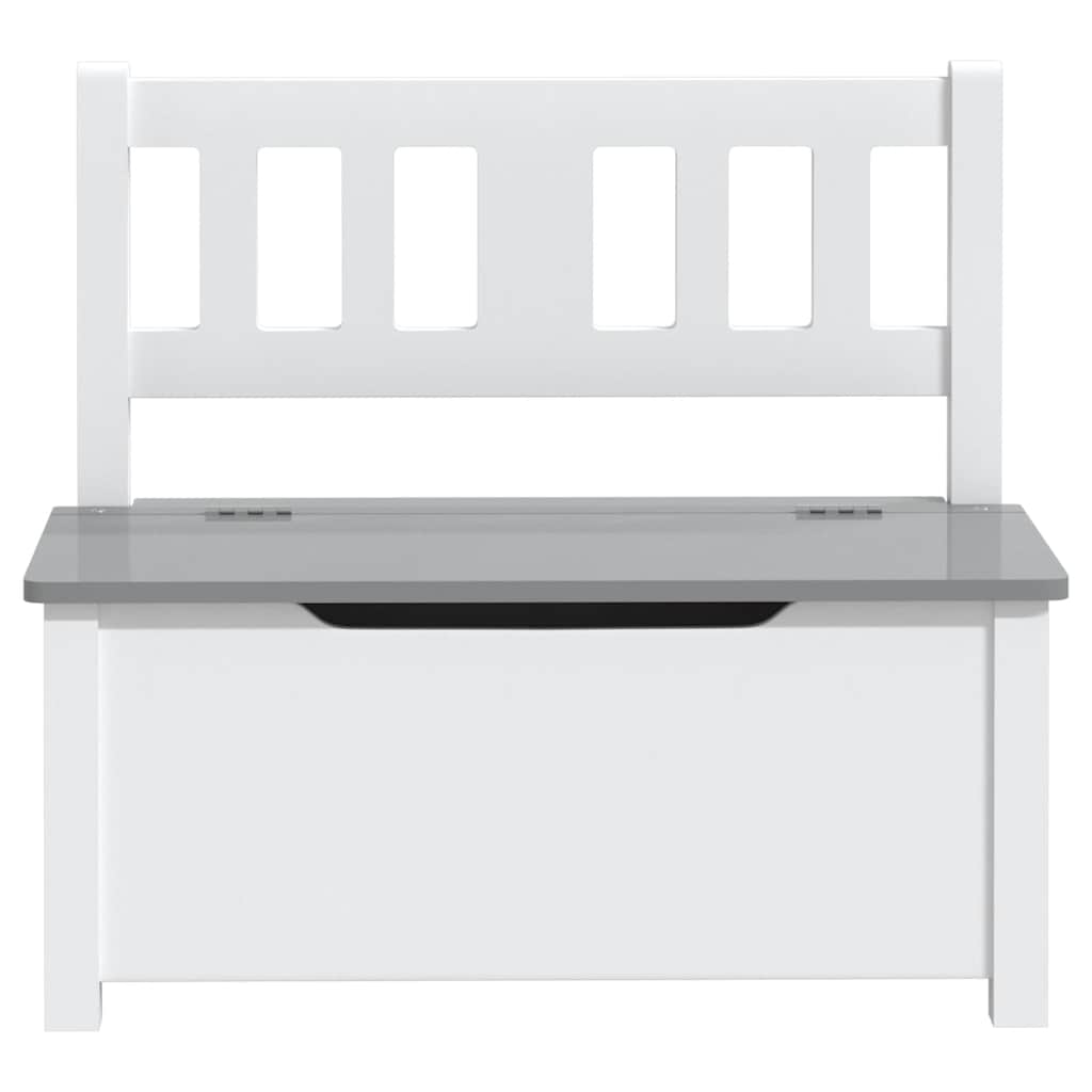 Children Storage Bench White and Grey 60x30x55 cm MDF