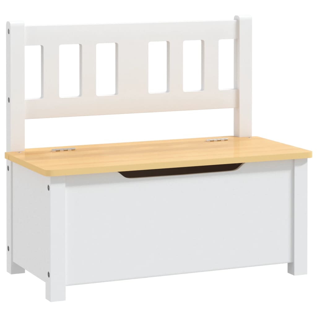 Children Storage Bench White and Beige 60x30x55 cm MDF