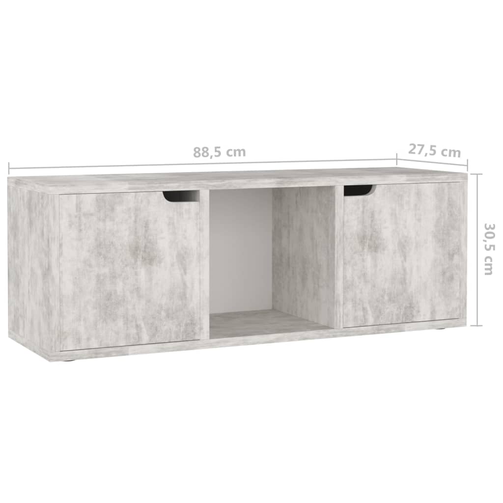 TV Cabinet Concrete 88.5x27.5x30.5 cm Engineered Wood