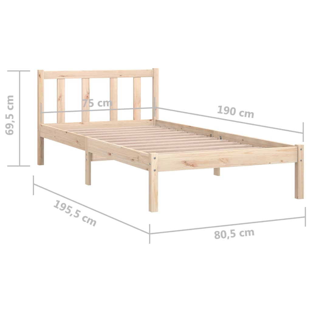 Bed Frame without Mattress Solid Wood Small Single