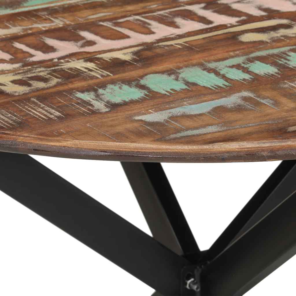 Dining Table Ø110x78 cm Solid Wood Reclaimed and Steel