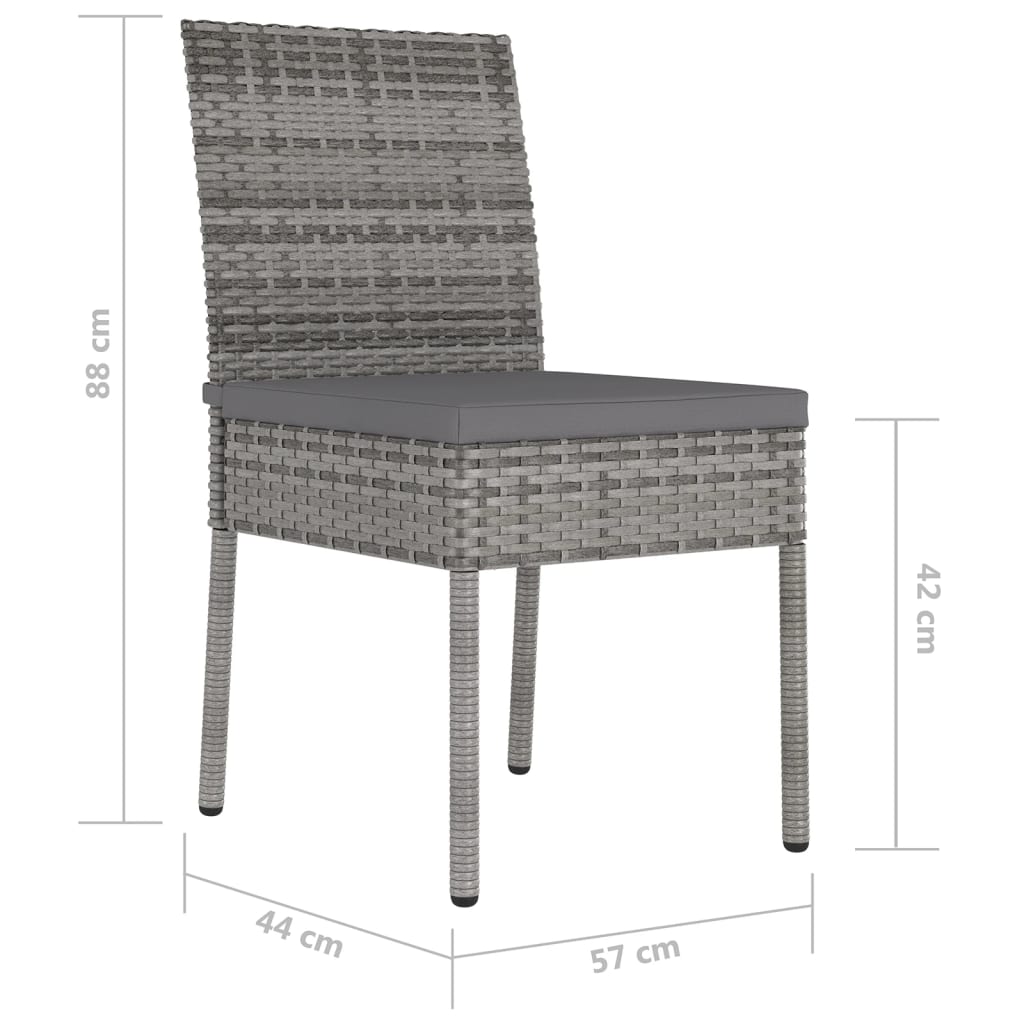 Garden Dining Chairs 4 pcs Poly Rattan Grey