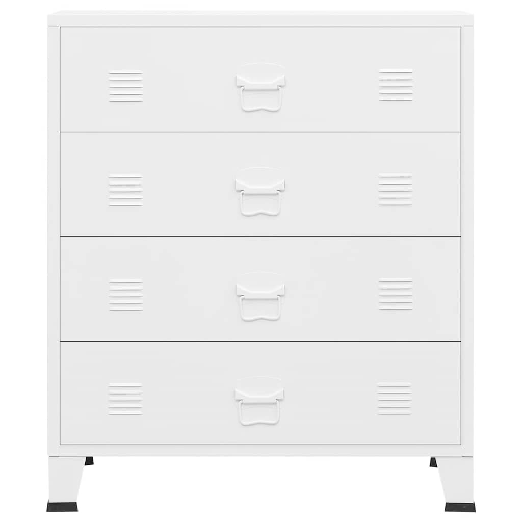 Industrial Drawer Cabinet White 78x40x93 cm Metal
