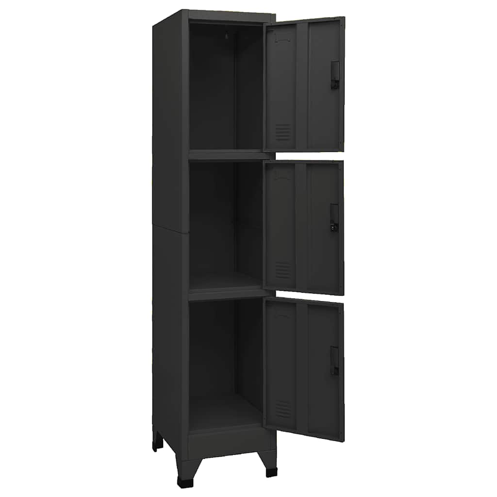 Locker Cabinet Black 38x45x180 cm Steel