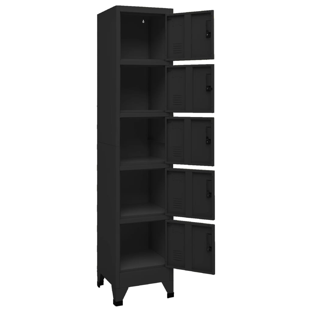 Locker Cabinet Black 38x40x180 cm Steel