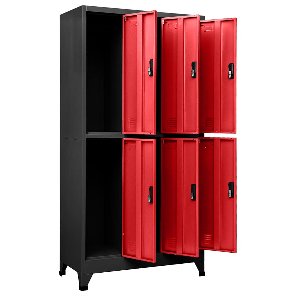 Locker Cabinet Anthracite and Red 90x45x180 cm Steel