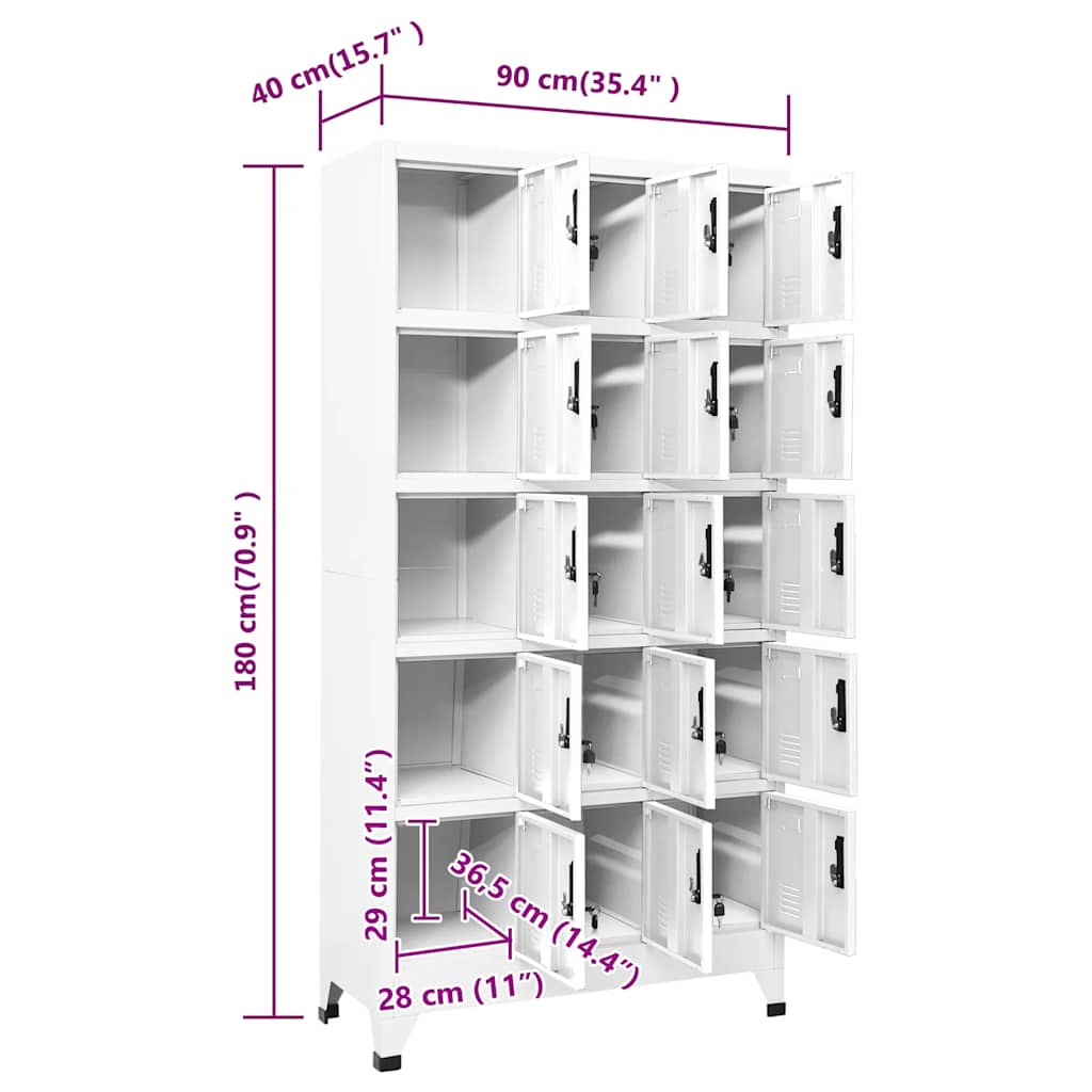 Locker Cabinet White 90x40x180 cm Steel