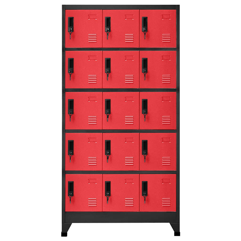 Locker Cabinet Anthracite and Red 90x40x180 cm Steel