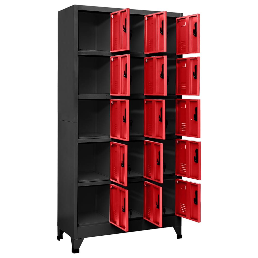 Locker Cabinet Anthracite and Red 90x40x180 cm Steel