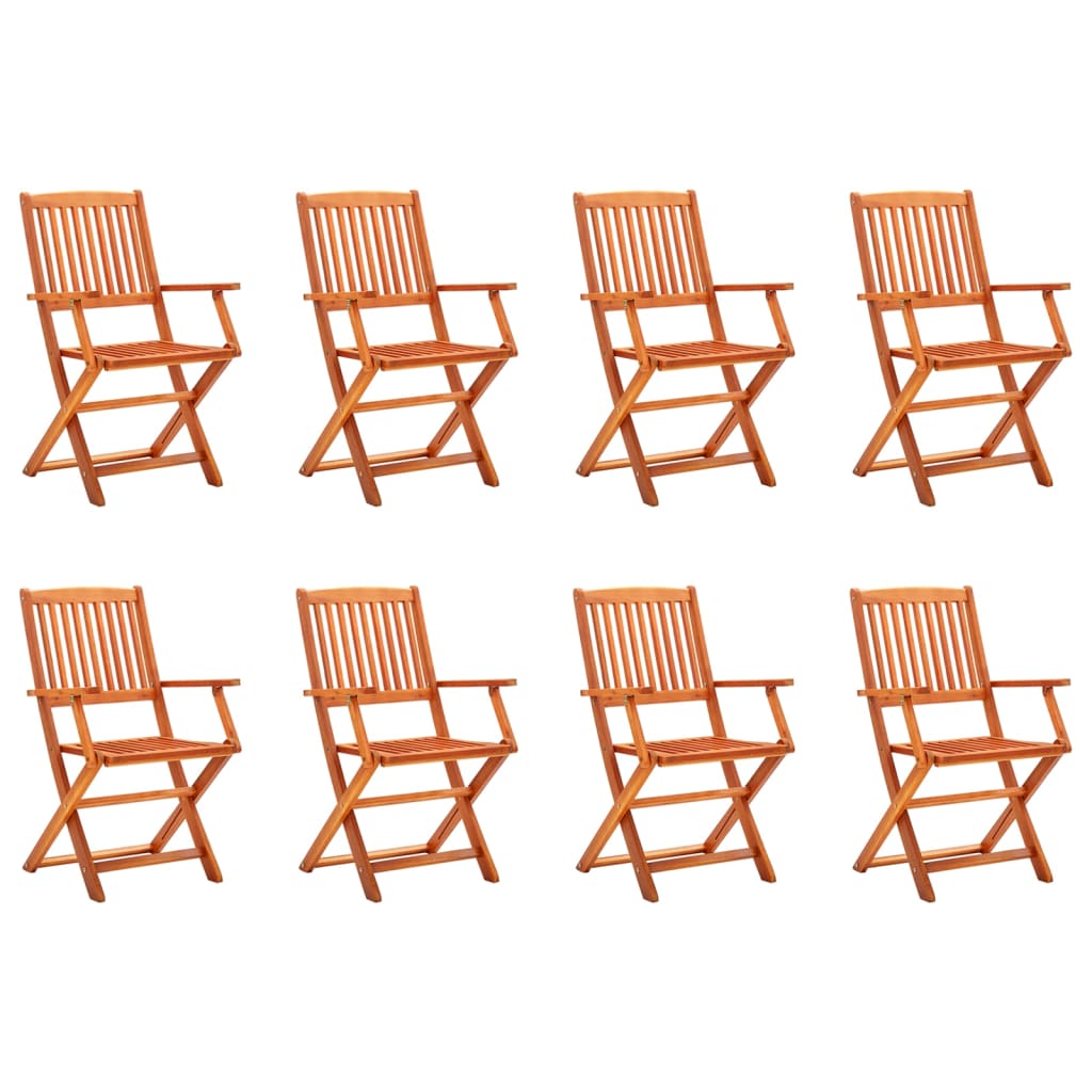 Folding Garden Chairs 8 pcs Solid Eucalyptus Wood