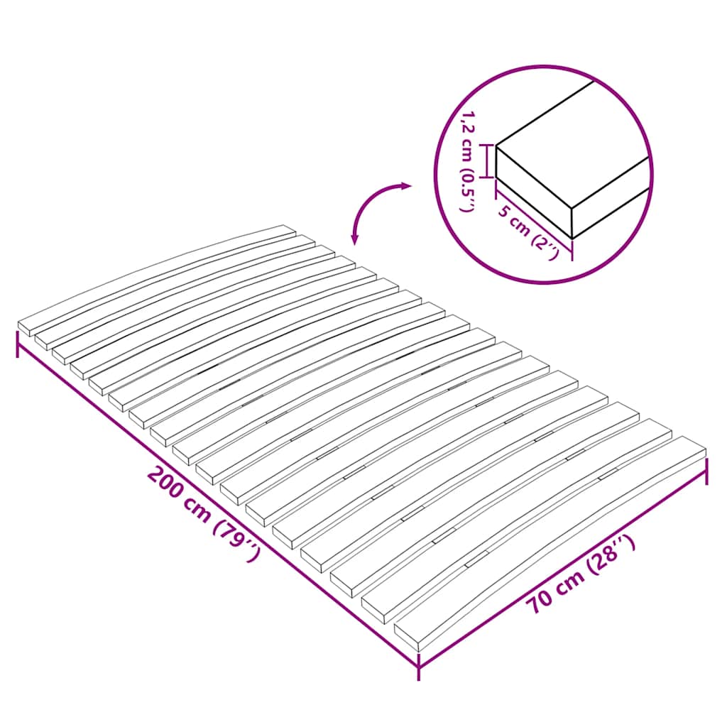 Bed Slats Replacement with 17 Slats 70x200 cm