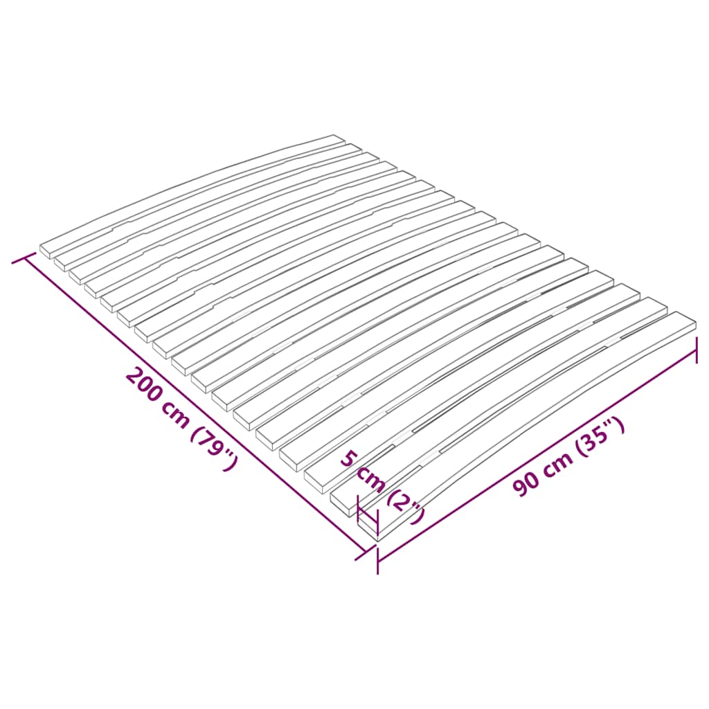Bed Slats Replacement with 17 Slats 90x200 cm