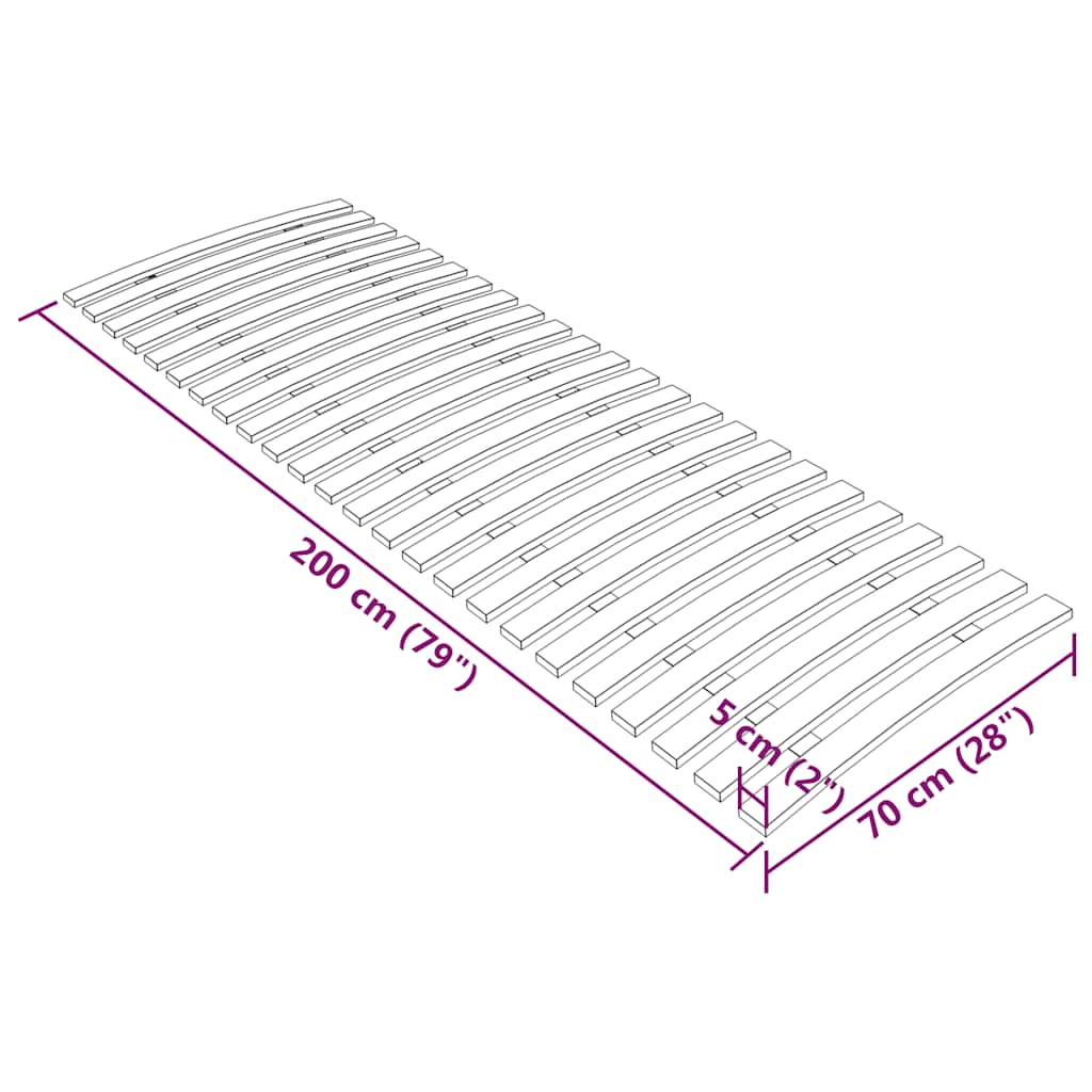 Bed Slats Replacement with 24 Slats 70x200 cm