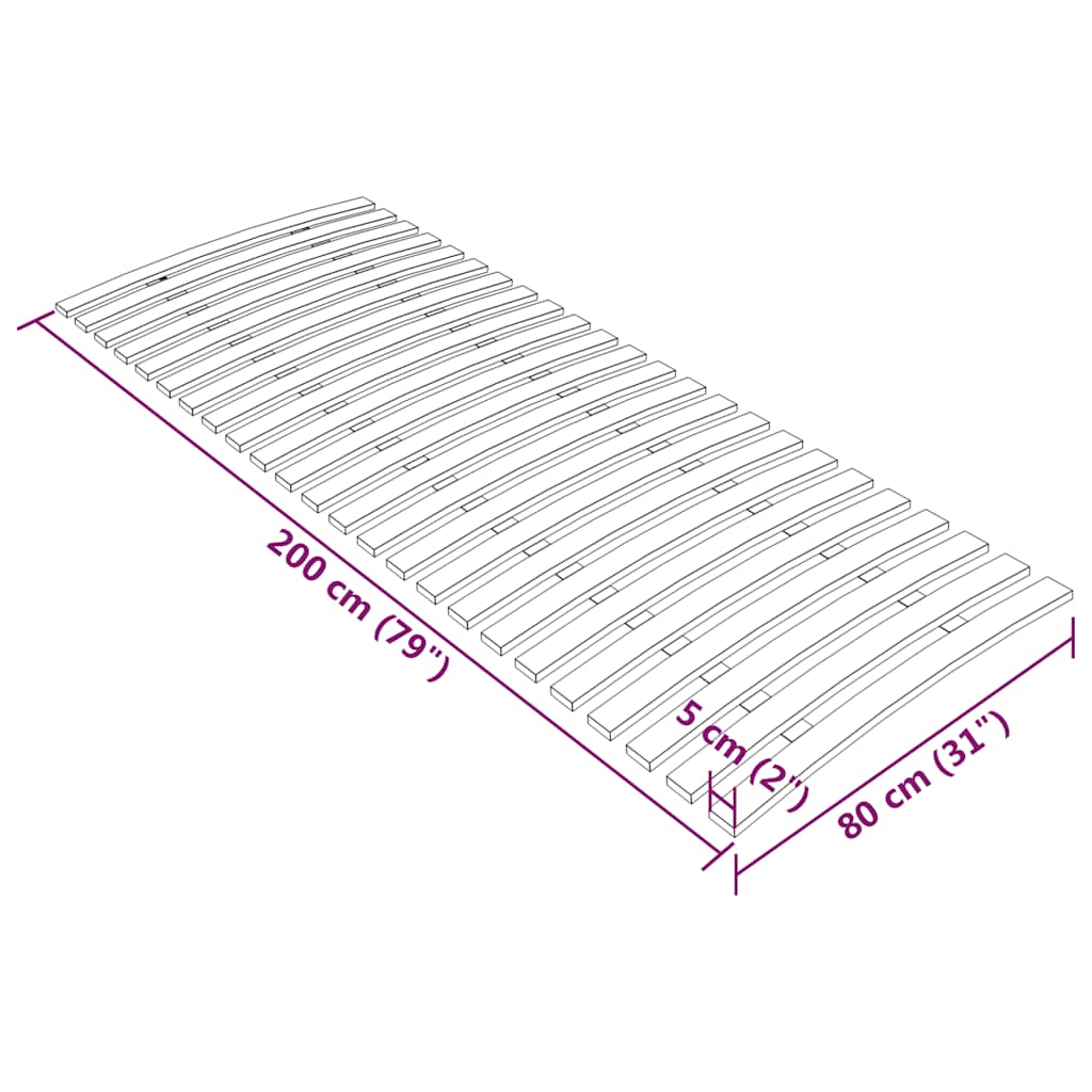Bed Slats Replacement with 24 Slats 80x200 cm