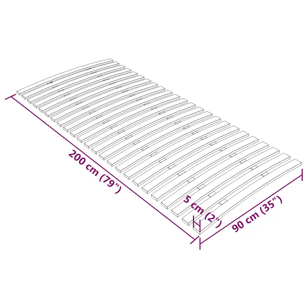 Bed Slats Replacement with 24 Slats 90x200 cm