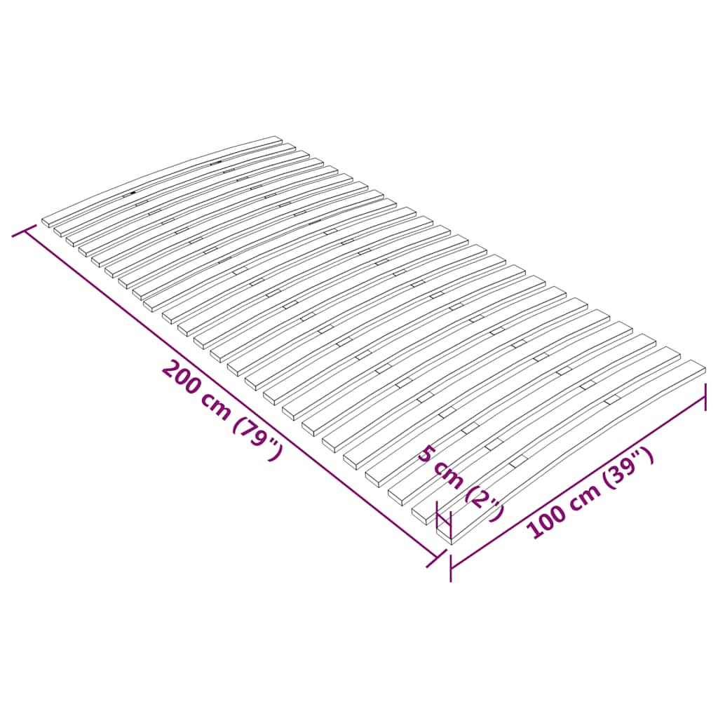 Bed Slats Replacement with 24 Slats 100x200 cm