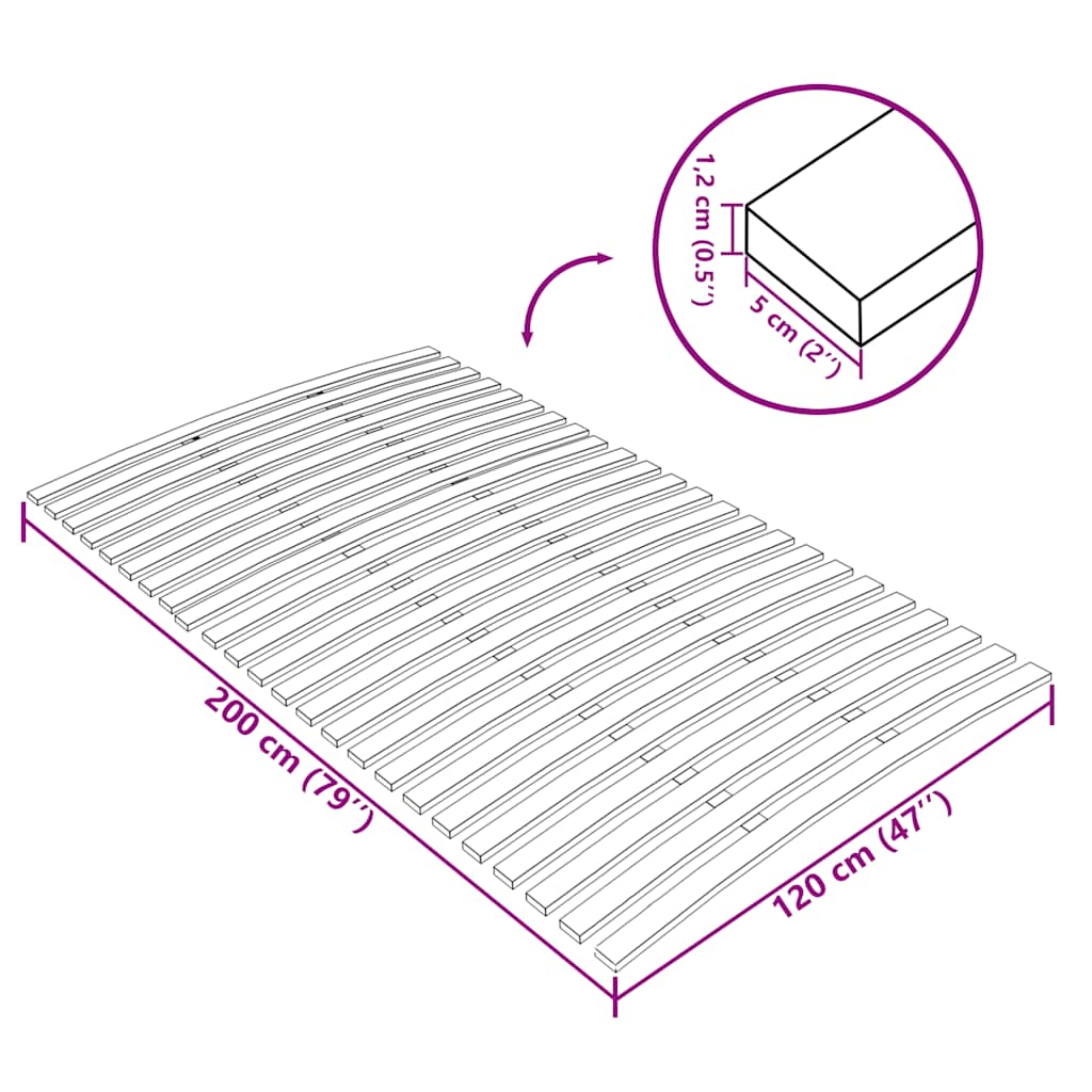 Bed Slats Replacement with 24 Slats 120x200 cm