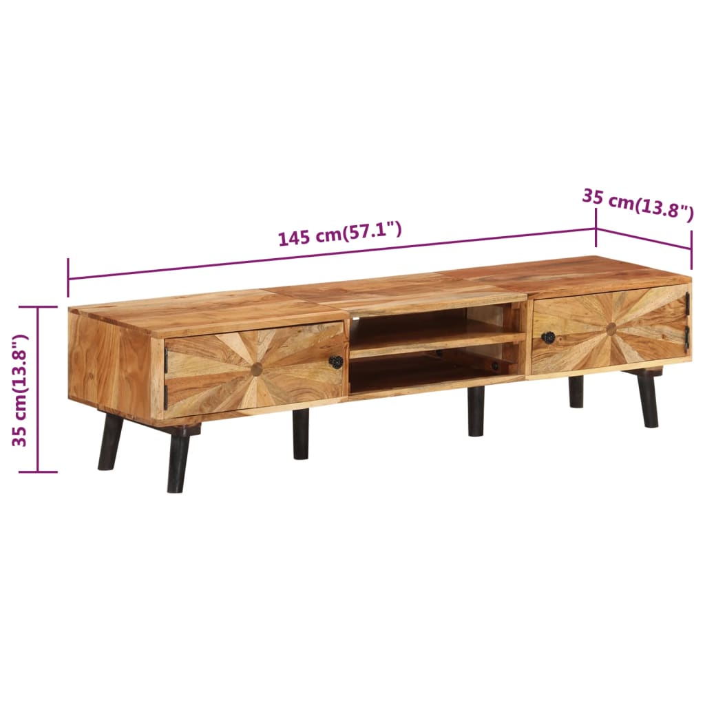 TV Cabinet 145x35x35 cm Solid Acacia Wood