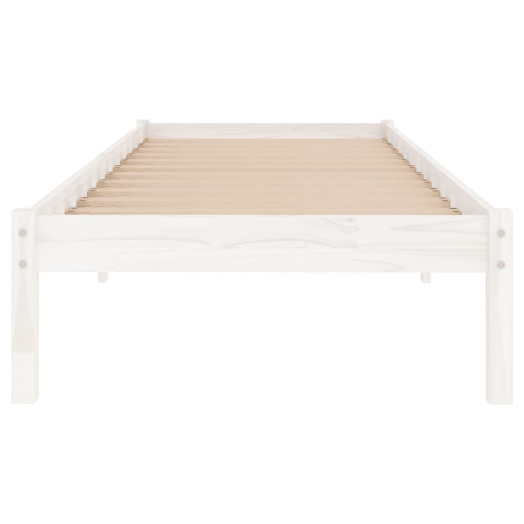 Bed Frame without Mattress White Solid Wood Single