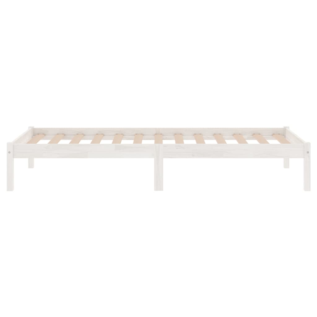 Bed Frame without Mattress White Solid Wood Single