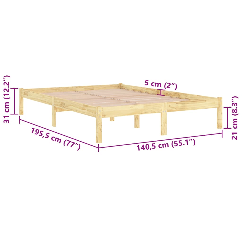 Bed Frame without Mattress Solid Wood Double