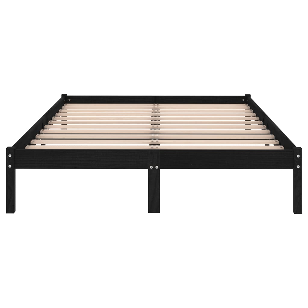 810001 vidaXL Bed Frame without Mattress Black Solid Wood 140x190 cm