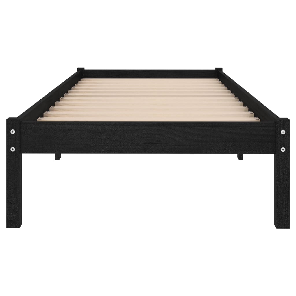 810011 vidaXL Bed Frame without Mattress Black Solid Wood 100x200 cm