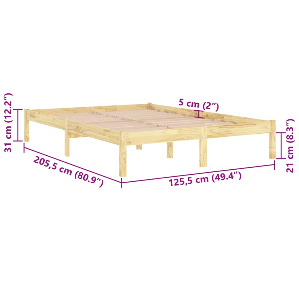 810012 vidaXL Bed Frame without Mattress Solid Wood 120x200 cm