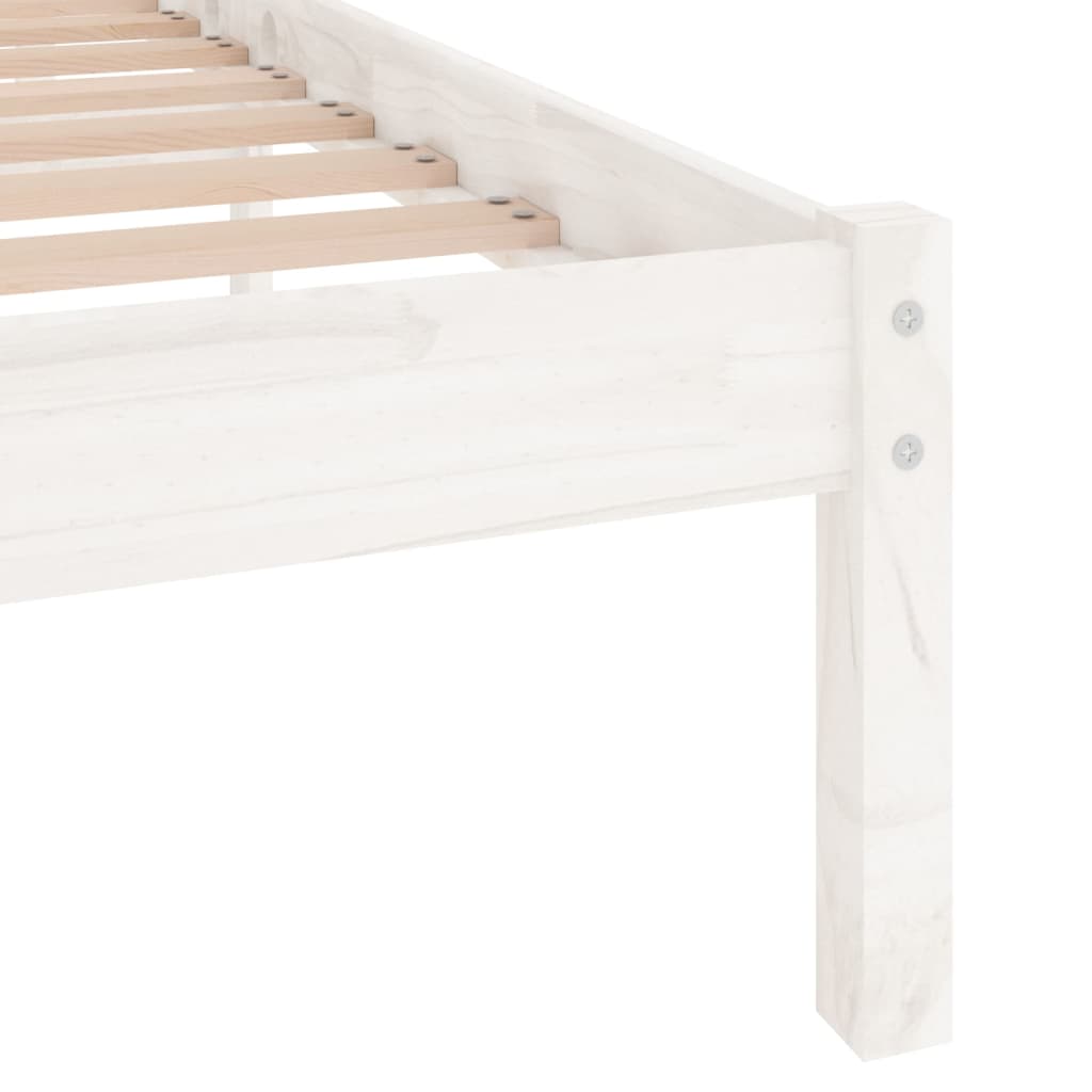 Bed Frame without Mattress White Solid Wood King Size