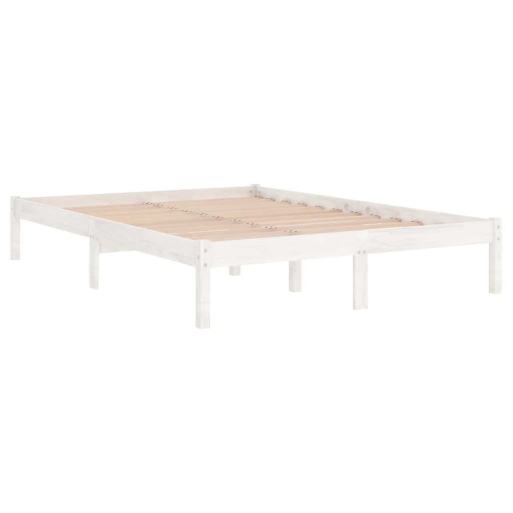 810028 vidaXL Bed Frame without Mattress White Solid Wood 160x200 cm