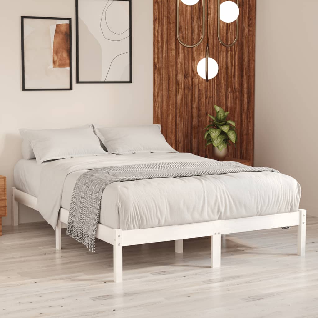 810028 vidaXL Bed Frame without Mattress White Solid Wood 160x200 cm