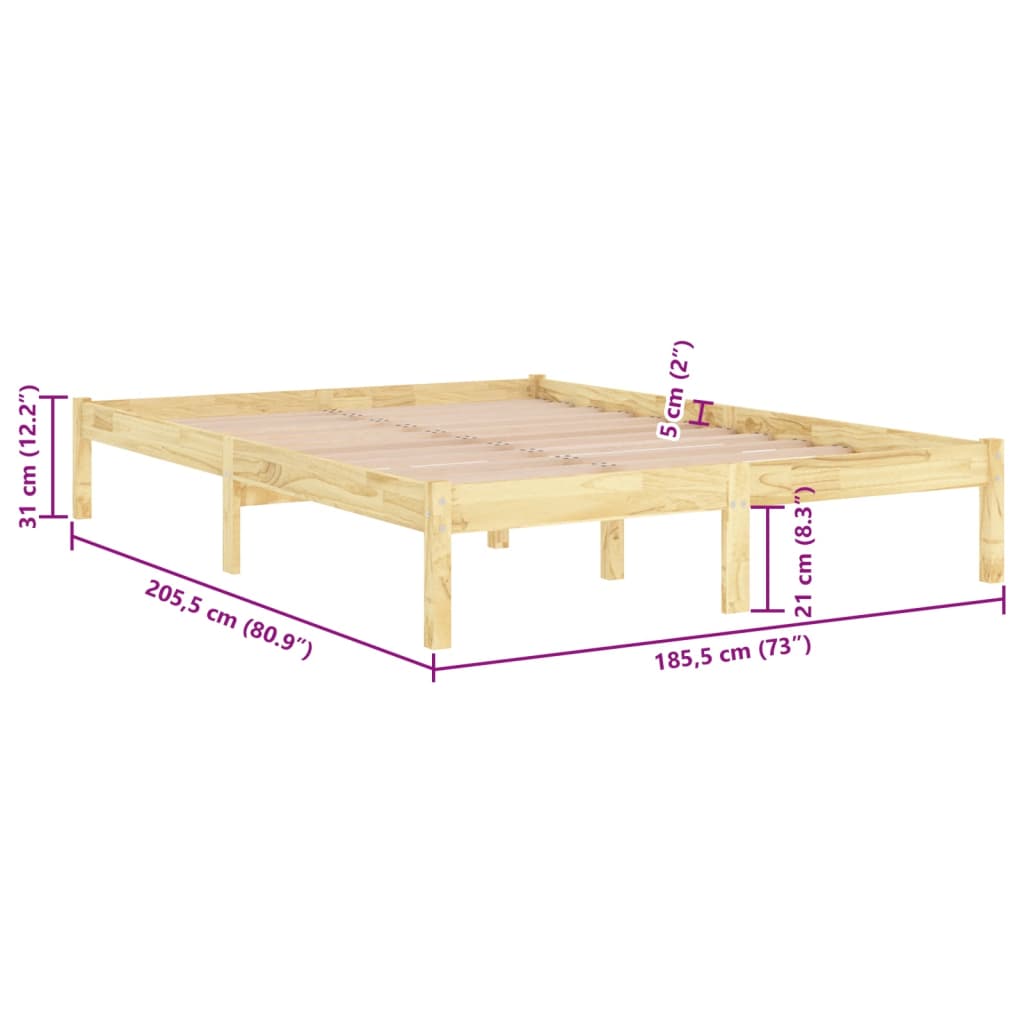 Bed Frame without Mattress Solid Wood Super King Size