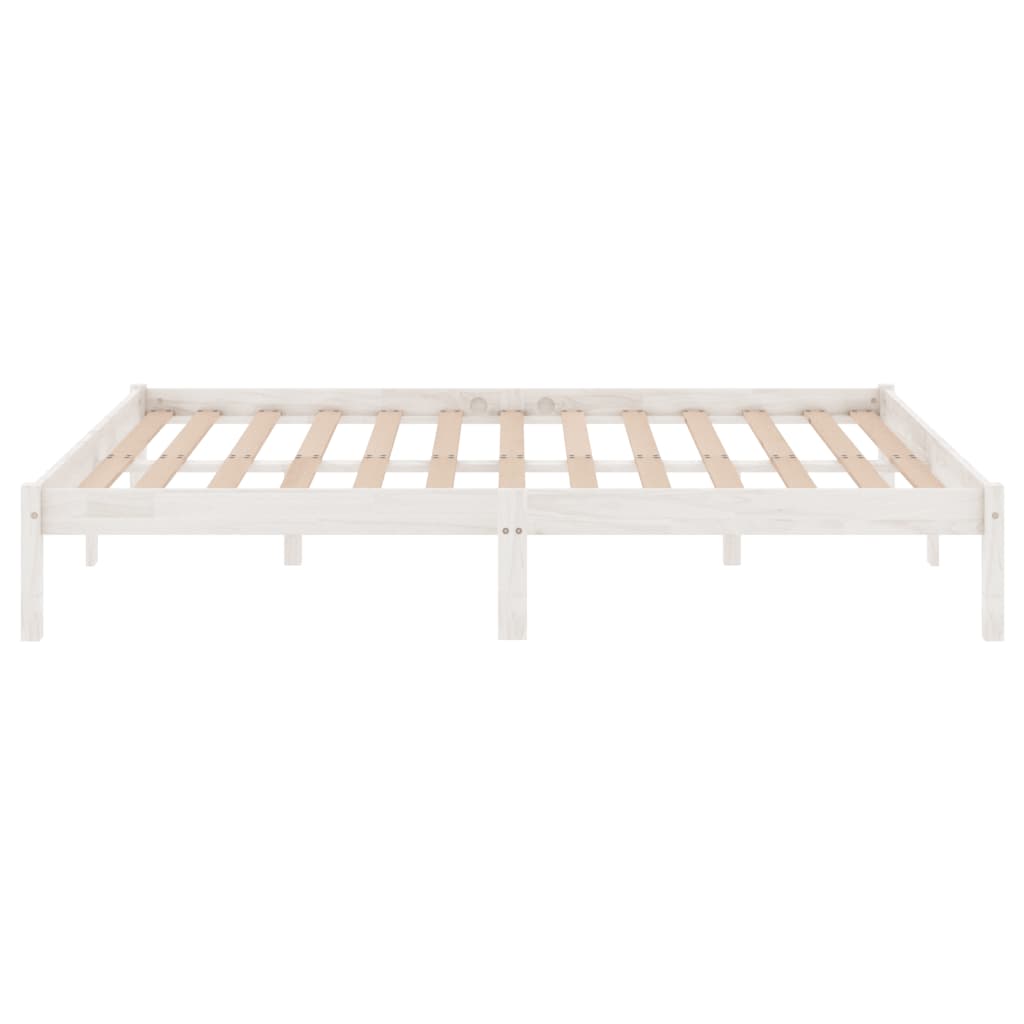 Bed Frame without Mattress White Solid Wood Super King Size