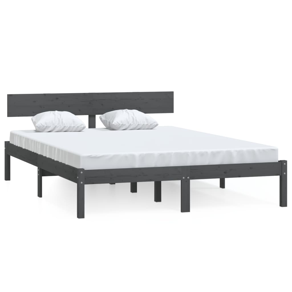 Bed Frame without Mattress Grey Solid Wood 120x200 cm