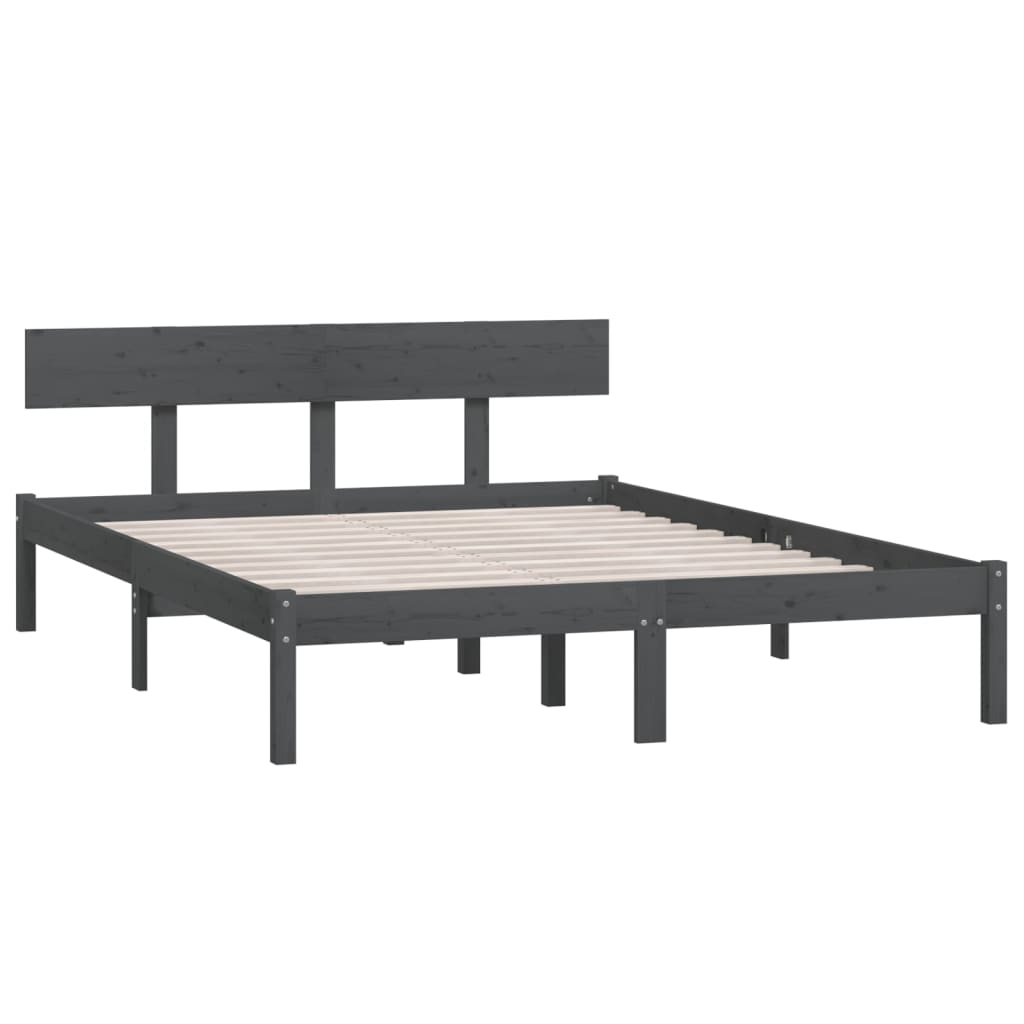 Bed Frame without Mattress Grey Solid Wood 120x200 cm