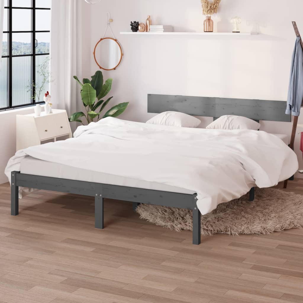 Bed Frame without Mattress Grey Solid Wood 120x200 cm
