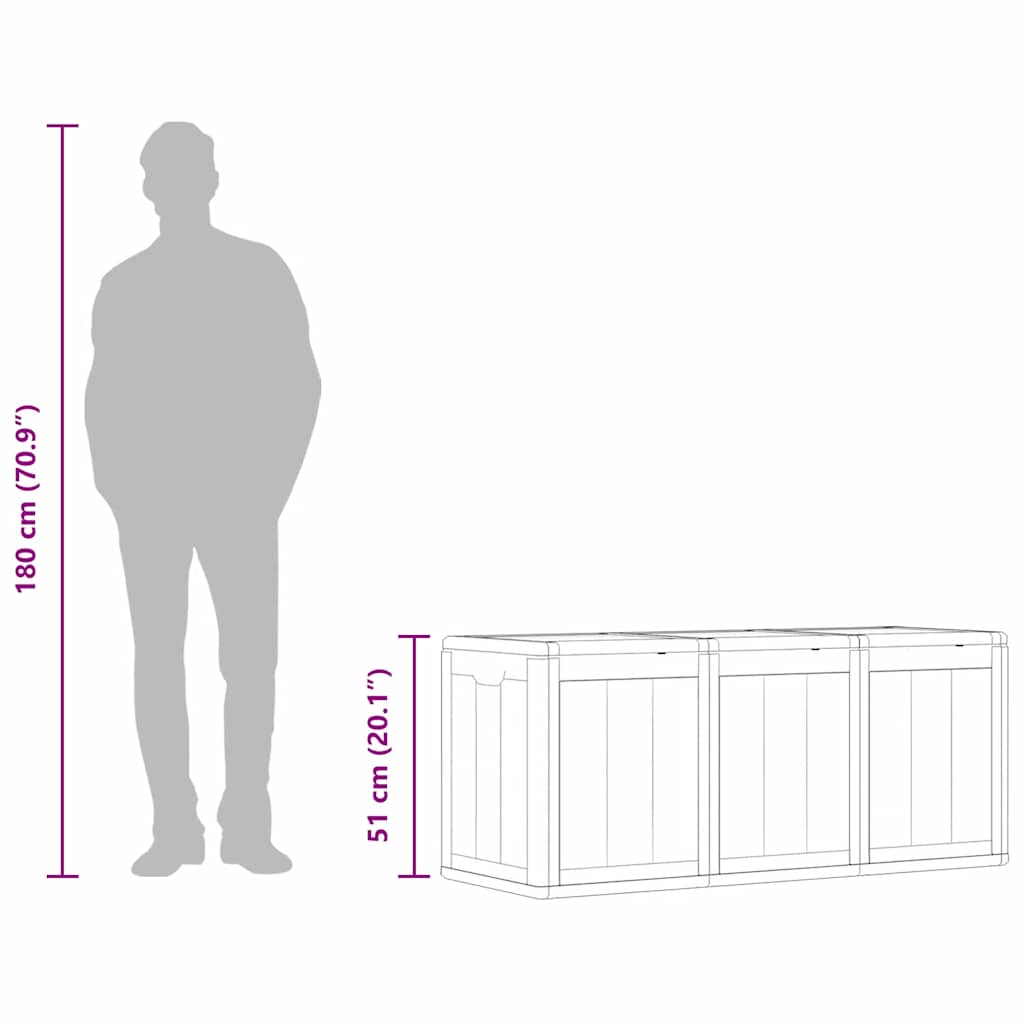 Garden Storage Box 270L Grey PP Wood Look