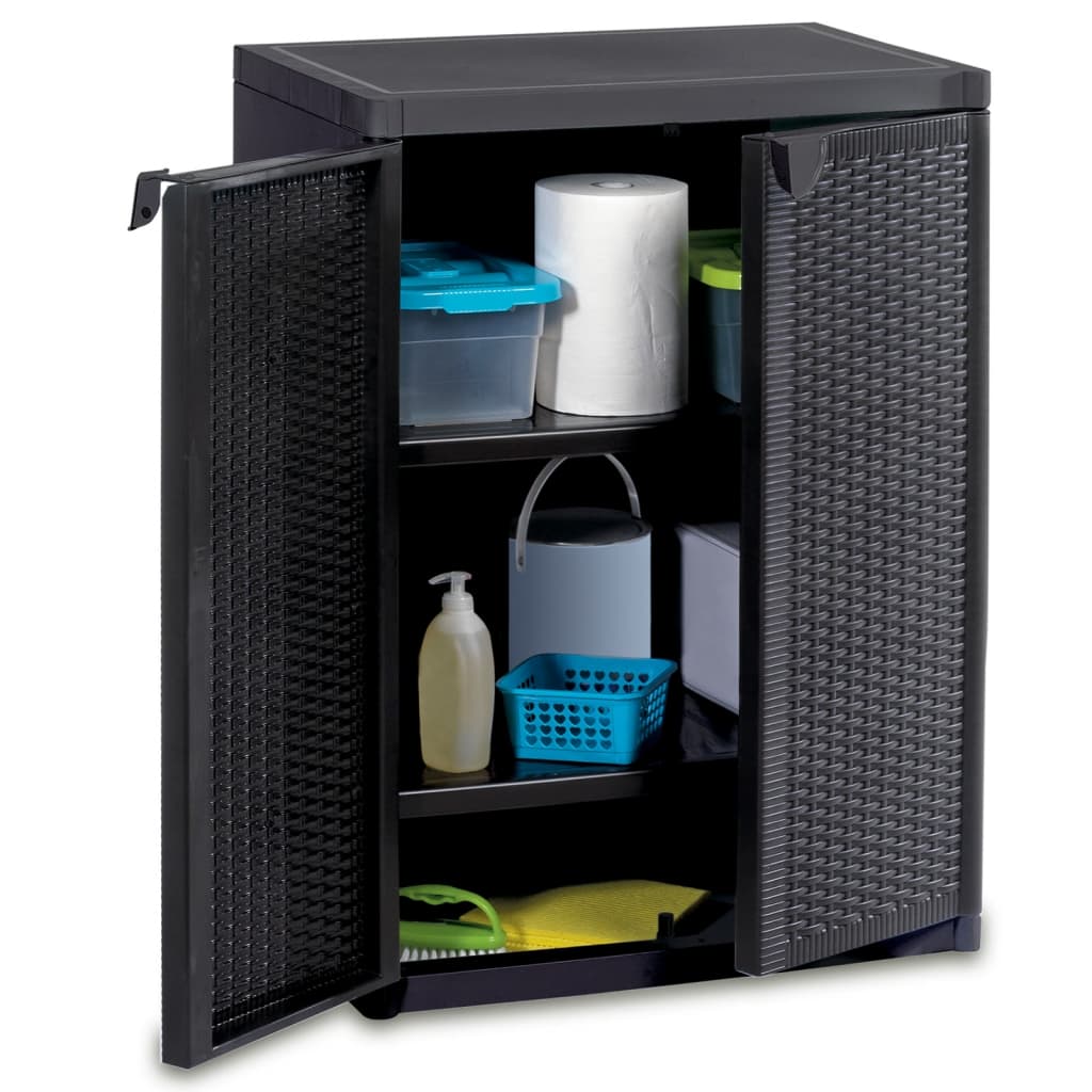Garden Storage Cabinet Black 65x45x88 cm PP Rattan