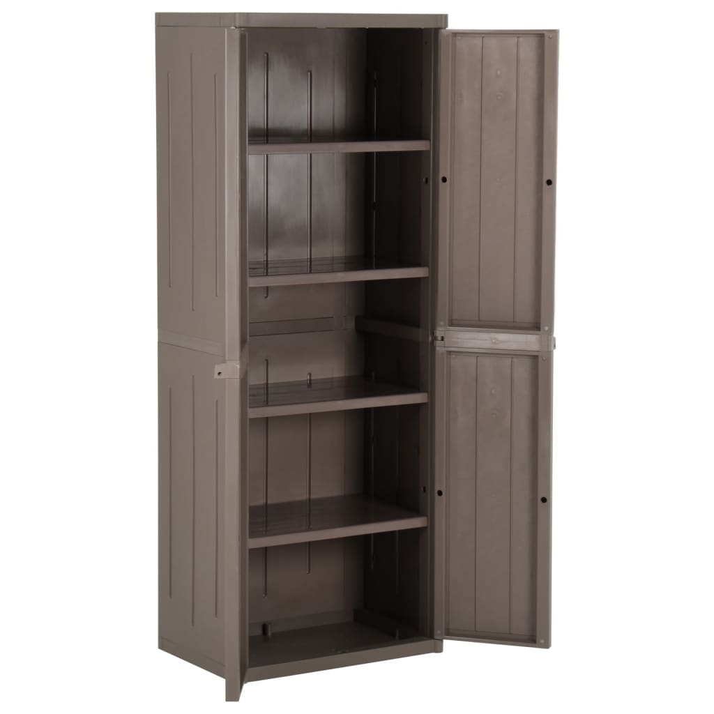Garden Storage Cabinet Brown 65x45x172 cm PP Wood Look