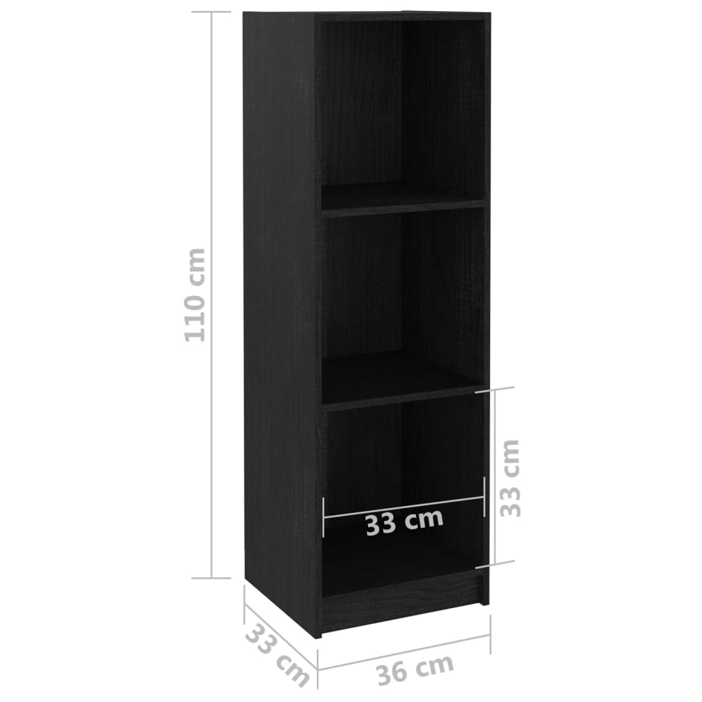 Book Cabinet/Room Divider Black 36x33x110 cm Solid Pinewood