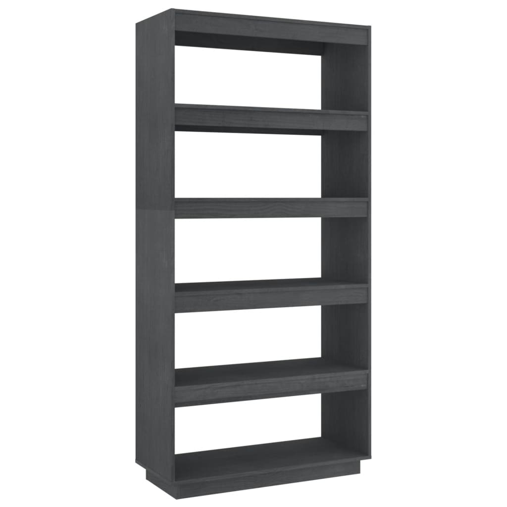 Book Cabinet/Room Divider Grey 80x35x167 cm Solid Pinewood