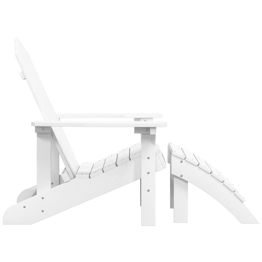 Garden Adirondack Chair with Footstool HDPE White