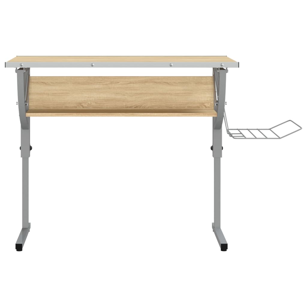 Craft Desk Sonoma Oak&Grey 110x53x(58-87)cm Engineered Wood&Steel