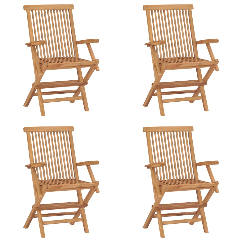 Folding Garden Chairs 4 pcs Solid Teak Wood